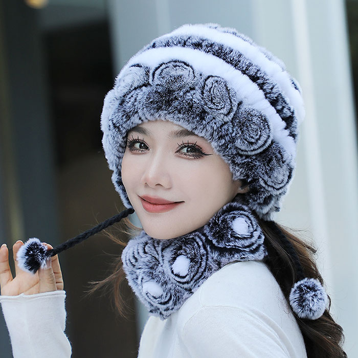 Шапка і шарф - Біло-сірий